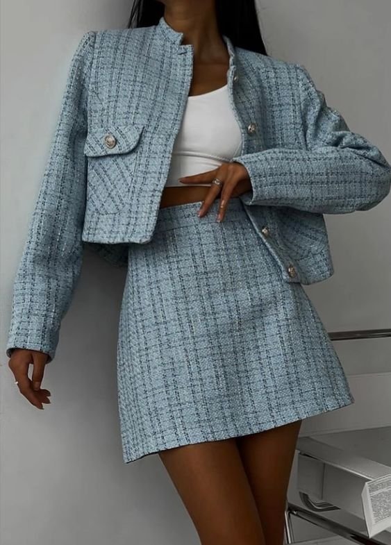 Chanel-style spring outfit in soft boucle