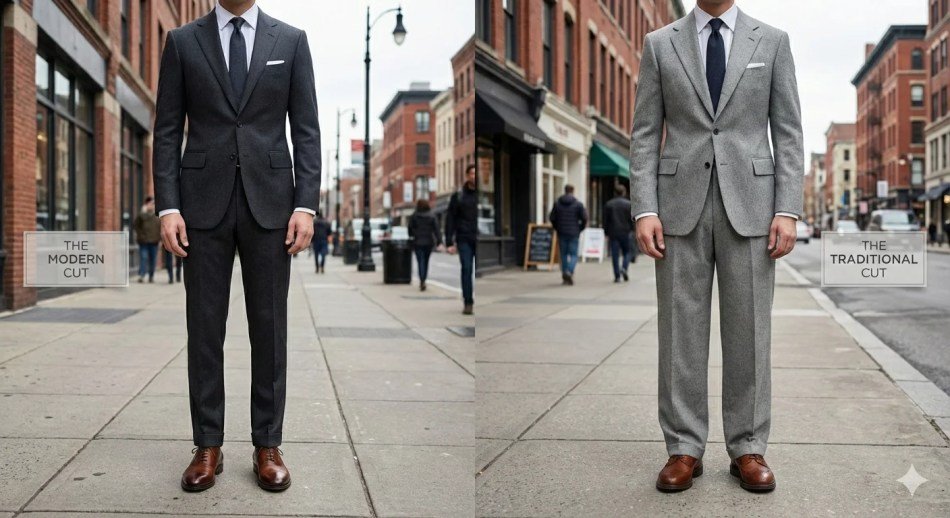 Tailored trousers in a warm neutral cloth